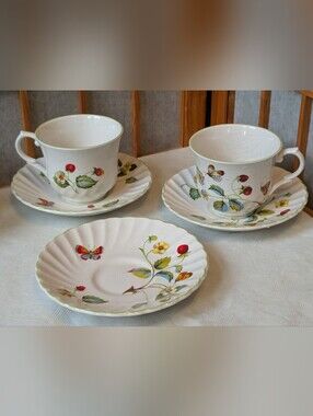 Vintage James Kent Strawberry Tea Coffee Cup Saucer Set of 2 - Old Foley England